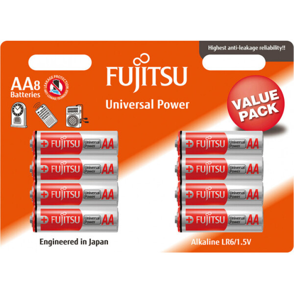 

Щелочная батарейка FUJITSU Alkaline Universal Power АА/LR6 8шт/уп blister (4976680949907)