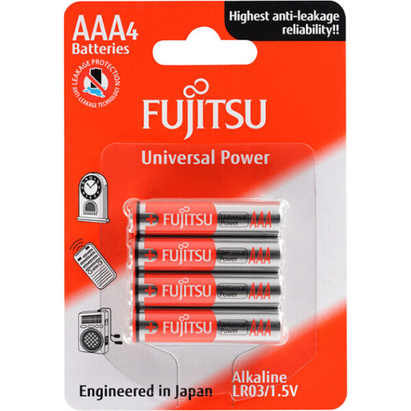 

Щелочная батарейка FUJITSU Alkaline Universal Power ААА/LR03 4шт/уп blister (4976680865504)