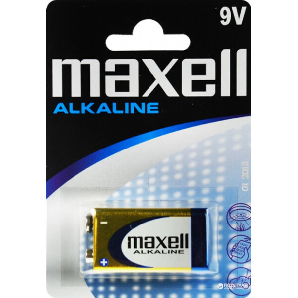 

Щелочная батарейка Maxell Alkaline 9V/6LR61 Крона 1шт/уп blister (4902580150259)