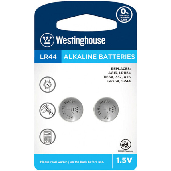 

Щелочная батарейка Westinghouse Alkaline "таблетка" LR44 (AG13) 2шт/уп blister (889554001943)