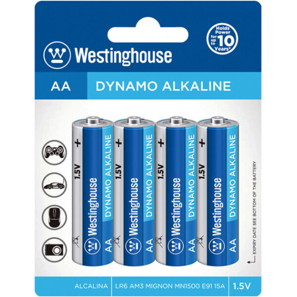 

Щелочная батарейка Westinghouse Dynamo Alkaline AA/LR6 4шт/уп blister (889554000014)