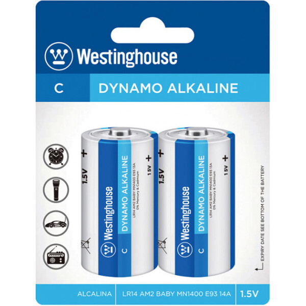 

Щелочная батарейка Westinghouse Dynamo Alkaline C/LR14 2шт/уп blister (889554000021)
