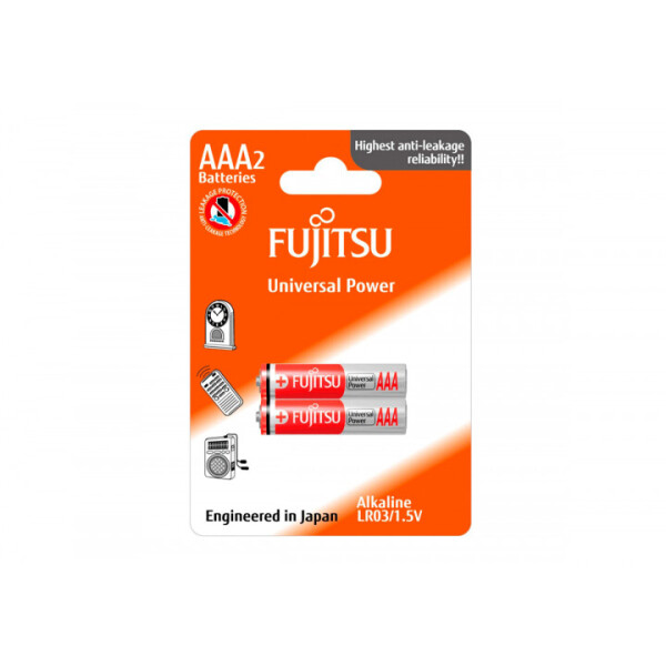 

Щелочная батарейка FUJITSU Alkaline Universal Power ААA/LR03 2шт/уп blister (4976680863500)