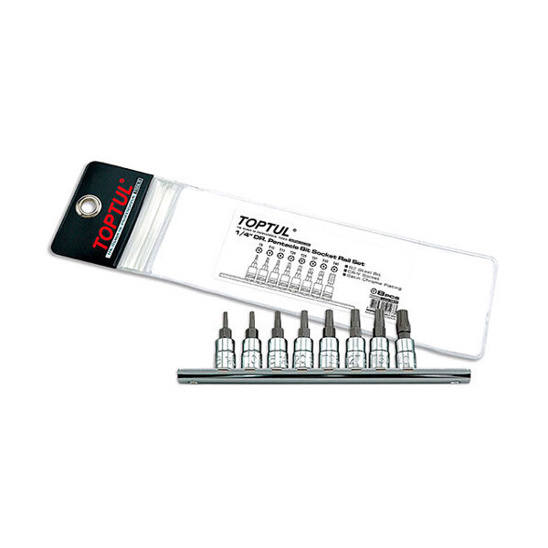 

Набор бит TORX пятигранных с отверстием TOPTUL 1/4 T8-T40 8ед. GAAG0805