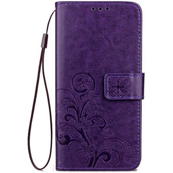 

кожаный (книжка) Four-leaf Clover с визитницей для Samsung Galaxy M20 (фиолетовый) (686215)