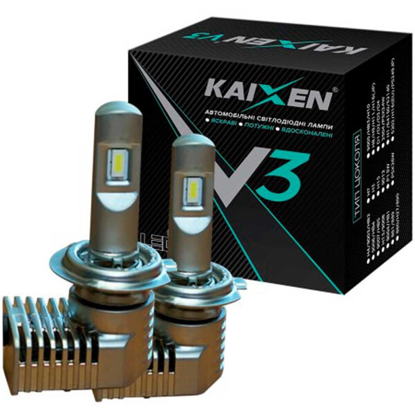 

Светодиодные лампы LED Kaixen V3 H7 6000k 12-24v 40w