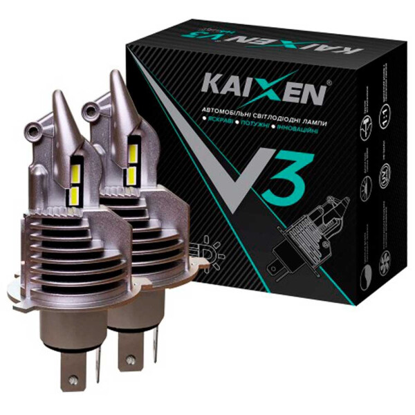 

Светодиодные лампы LED Kaixen V3 H4 (HB2, 9003) 6000k 12-24v 40w