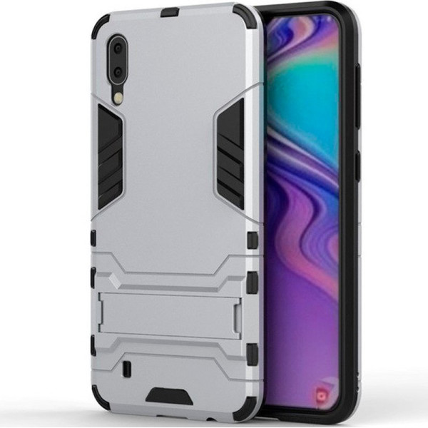 

-подставка ударопрочный Transformer для Samsung Galaxy M10 с мощной защитой корпуса (Серебряный / Satin Silver) (691562)
