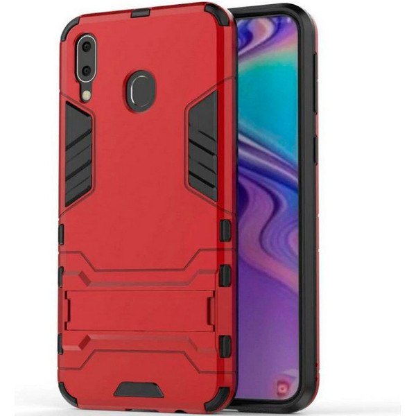 

-подставка ударопрочный Transformer для Samsung Galaxy M20 с мощной защитой корпуса (Красный / Dante Red) (691567)