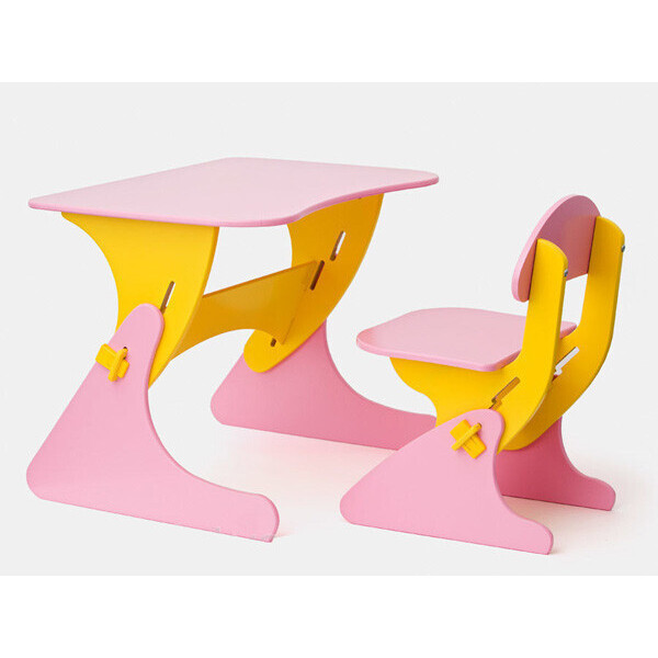 Акция на Растущий Детский письменный стол и стул с регулировкой по высоте, парта для детей от 2 до 7 лет orange-pink от Allo UA