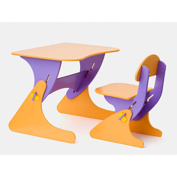 Акция на Растущий Детский письменный стол и стул с регулировкой по высоте, парта для детей от 2 до 7 лет violet-orange от Allo UA