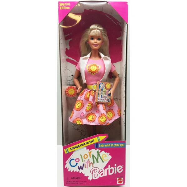 Акція на Коллекционная Кукла Барби Раскрашивай со мной, розовый наряд, кольцо, раскраска Barbie Color with me 1997 года від Allo UA