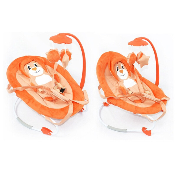 Акція на Детский Шезлонг Качалка для малышей Baby Tilly с музыкальной дугой, игрушками, ремни, оранжевый арт. BB-0002 від Allo UA