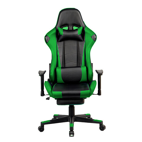 

Ортопедическое геймерское кресло Seaton Racer с подставкой для ног BL1013green черно-зеленое