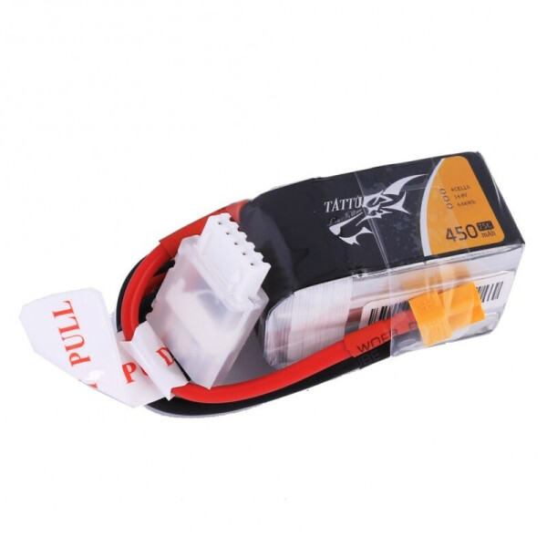 

Аккумулятор Tattu LiPO 14,8 450мАч 4S 75C 45х24х27мм 55г XT30 (TA-75C-450-4S1P)