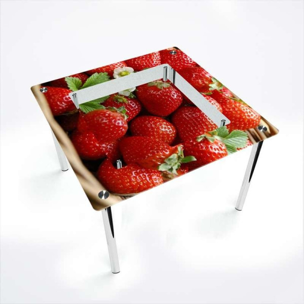 

БЦ-Стол квадратный с полкой Strawberry 1100х1100 мм фотопечать (FP0827-3-1)