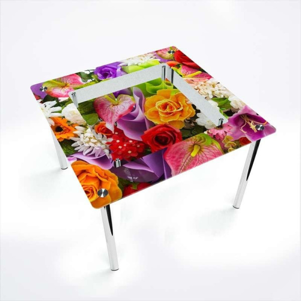 

БЦ-Стол квадратный с полкой Flowers 700х700 мм фотопечать (FP2050-3-2)