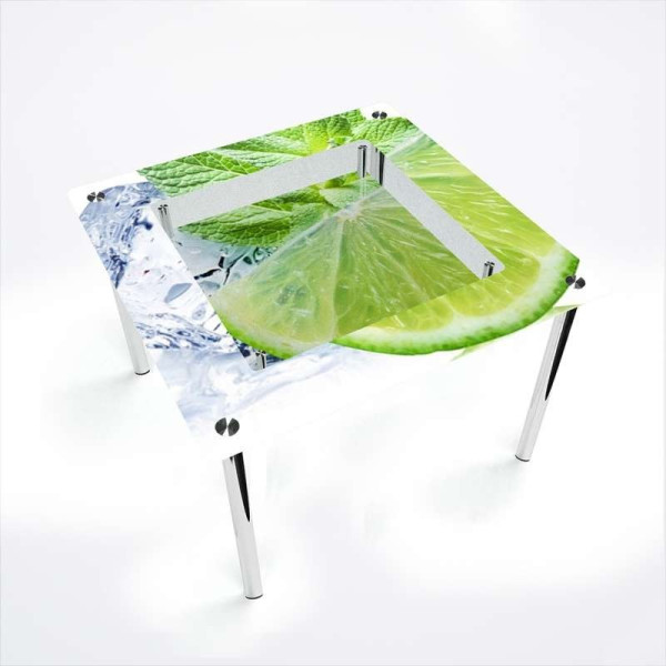

БЦ-Стол квадратный с полкой Ice lime 700х700 мм фотопечать (FP1710-3-3)