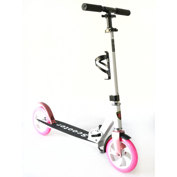 

Самокат городской Scooter с подстаканником складной розовый с белым