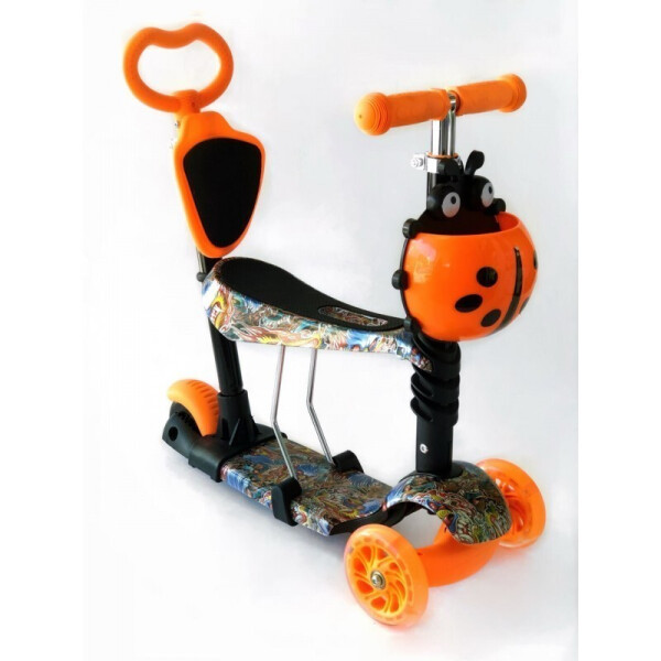 

Самокат-беговел 5 в 1 QD Scooter с родительской ручкой Драконы