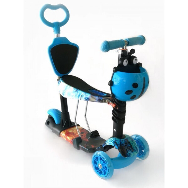 

Самокат-беговел 5 в 1 QD Scooter с родительской ручкой Огонь и Лед