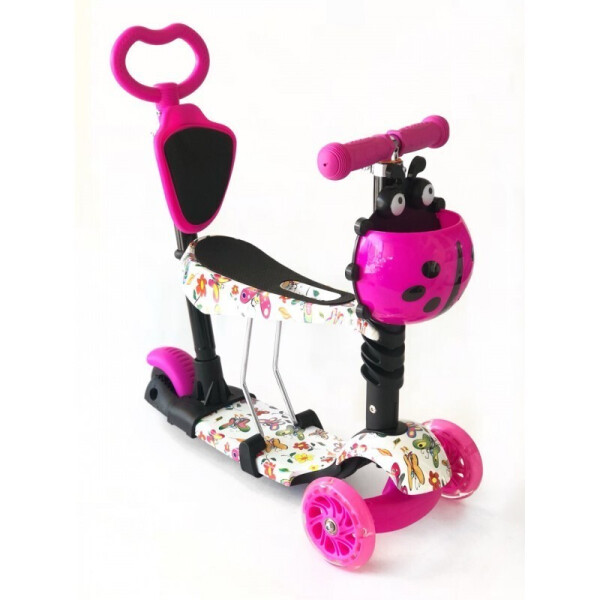 

Самокат-беговел 5 в 1 QD Scooter с родительской ручкой Бабочки