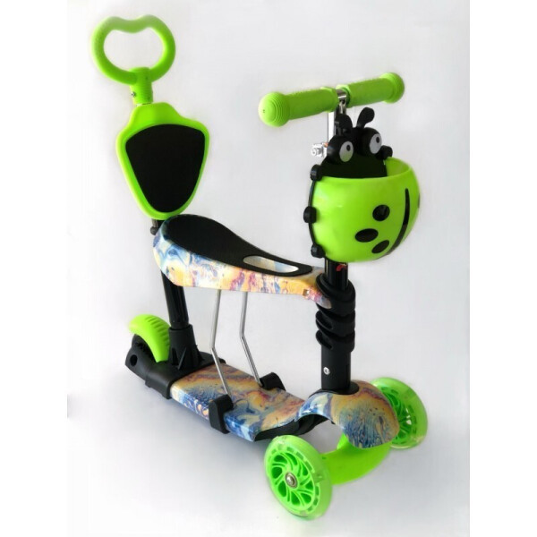 

Самокат-беговел 5 в 1 QD Scooter с родительской ручкой Акварель