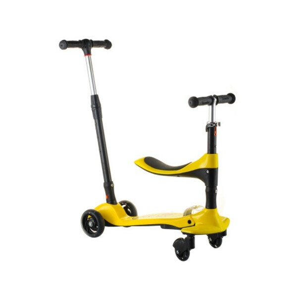 

Самокат складной детский-беговел Scooter 16-1 с родительской ручкой желтый