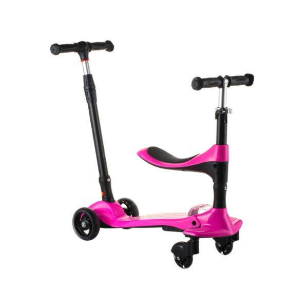 

Самокат складной детский-беговел Scooter 16-1 с родительской ручкой розовый