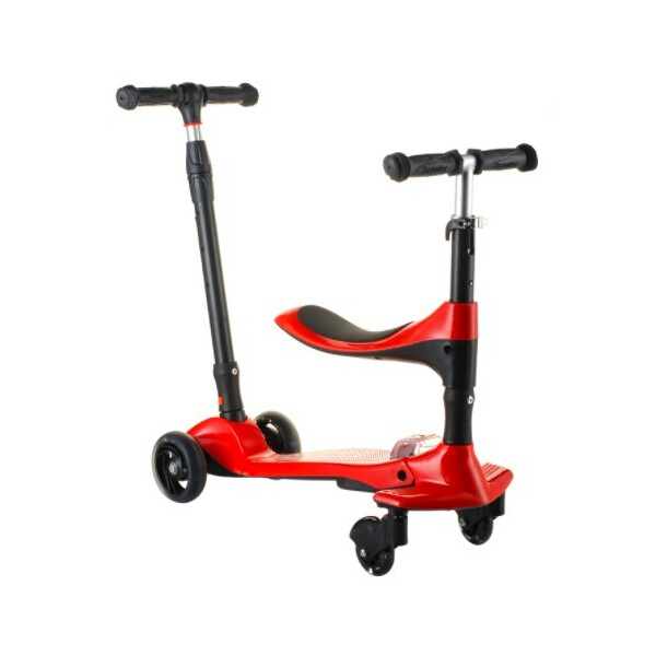 

Самокат складной детский-беговел Scooter 16-1 с родительской ручкой красный