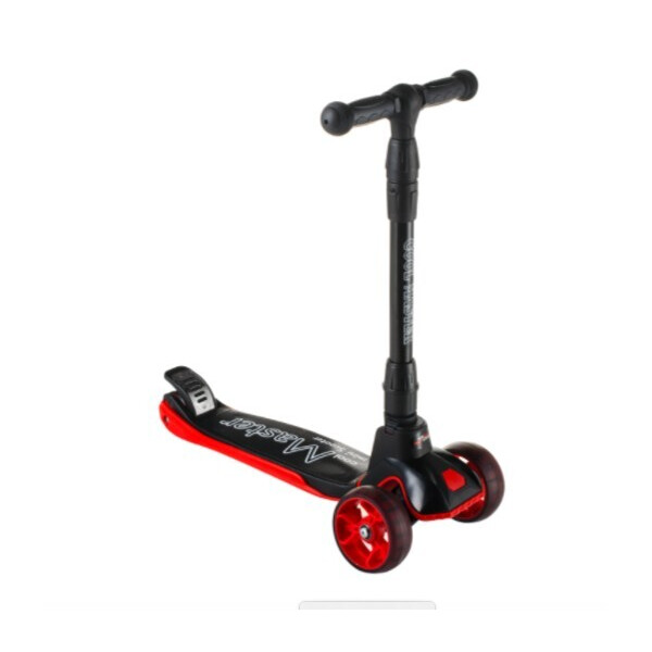 

Детский самокат от 3-х лет Scooter X7 колеса светящиеся черно-красный