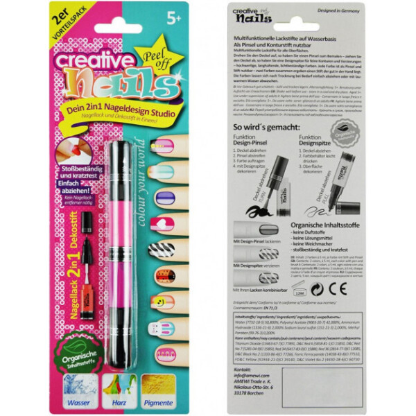 

Лак карандаш для ногтей детский Creative Nails на водной основе 2 цвета (MA-303005)