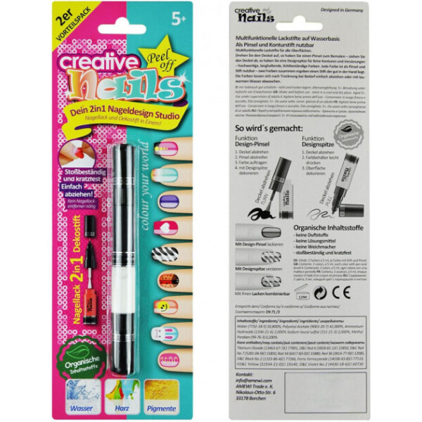 

Лак карандаш для ногтей детский Creative Nails на водной основе 2 цвета (MA-303000)