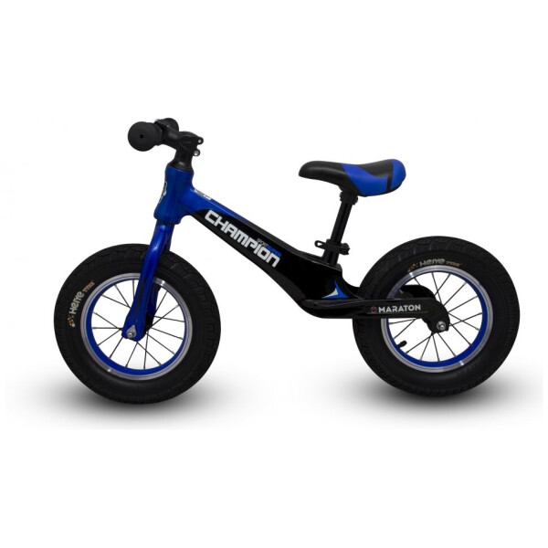 

Беговел Maraton Champion 12" колеса детский велобег черный с синим