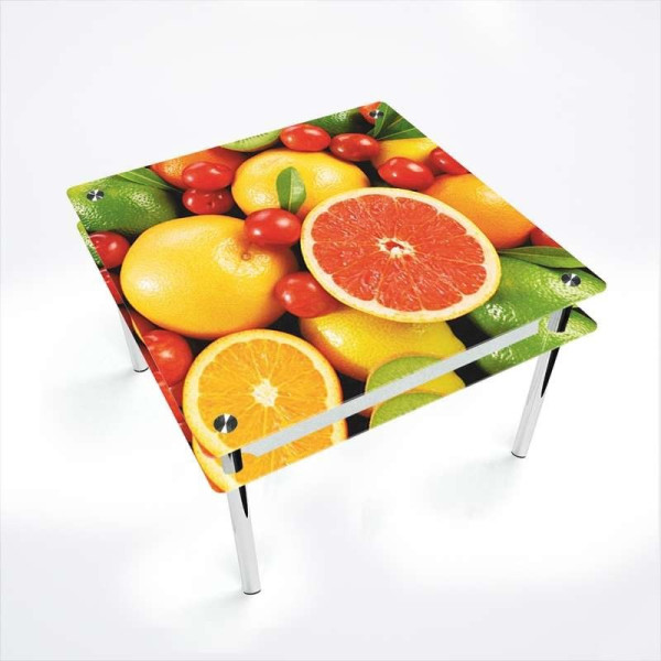 

БЦ-Стол квадратный с проходящей полкой Fruit 1100х1100 мм фотопечать (FP1743-4-1)