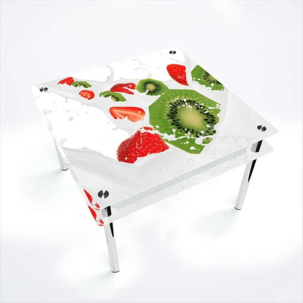 

БЦ-Стол квадратный с проходящей полкой Fruit&Milk 900х900 мм фотопечать (FP1692-4-4)