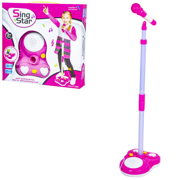 

Детский игрушечный караоке-микрофон со стойкой Sing Star. Pink (HT168B)