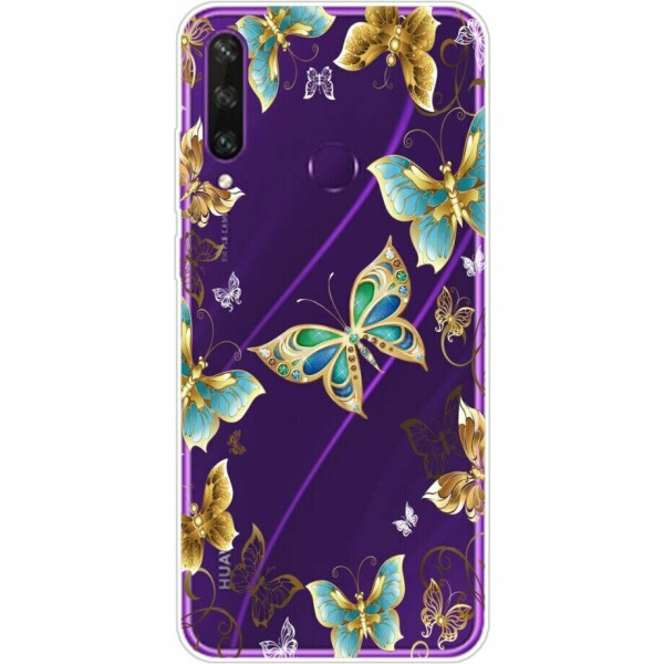 

Силиконовый (TPU) чехол Deexe Pretty Glossy для Huawei Y6p - Metal Butterflies