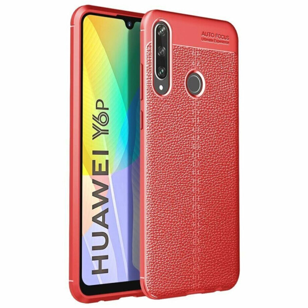 

Защитный чехол Deexe Leather Cover для Huawei Y6p - Red