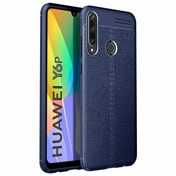

Защитный чехол Deexe Leather Cover для Huawei Y6p - Dark Blue
