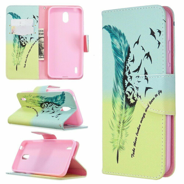 

Чехол-книжка Deexe Color Wallet для Nokia 1.3 - Feather and Bird