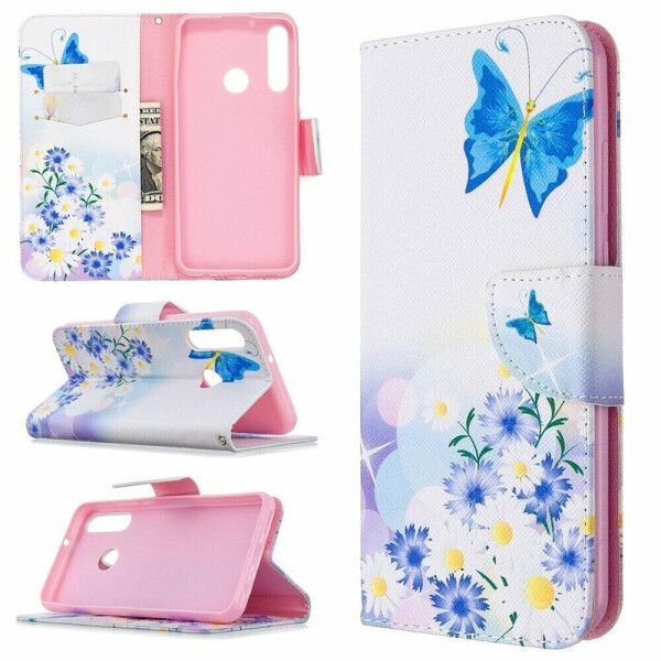

Чехол-книжка Deexe Color Wallet для Huawei Y6p - Blue Butterfly