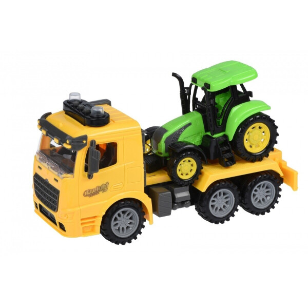 

Машинка инерционная Same Toy Truck Тягач желтый с трактором со светом и звуком (98-613AUt-1)