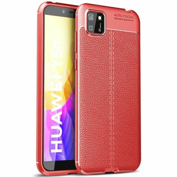 

Защитный чехол Deexe Leather Cover для Huawei Y5p - Red