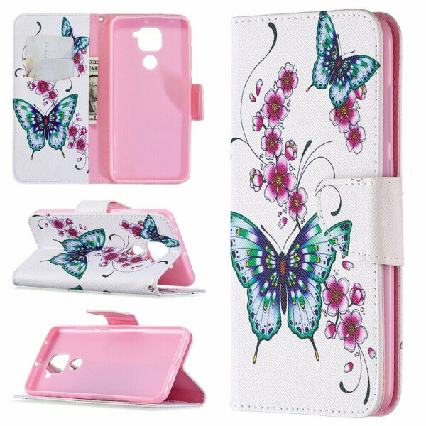 

Чехол-книжка Deexe Color Wallet для Xiaomi Redmi Note 9 / Redmi 10X - Butterfly and Flower