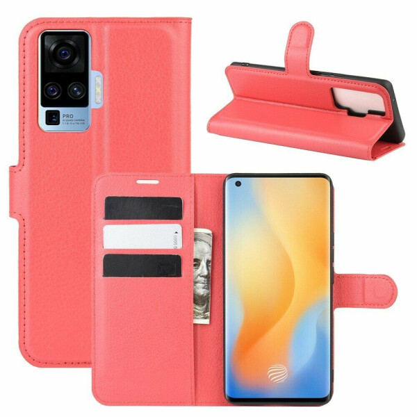 

Чехол-книжка Deexe Book Type для VIVO X50 Pro - Red