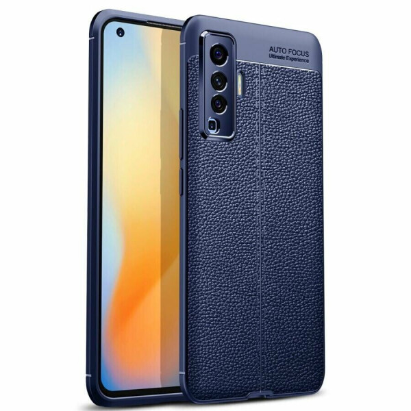 

Защитный чехол Deexe Leather Cover для VIVO X50 - Blue