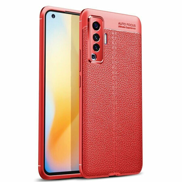

Защитный чехол Deexe Leather Cover для VIVO X50 - Red