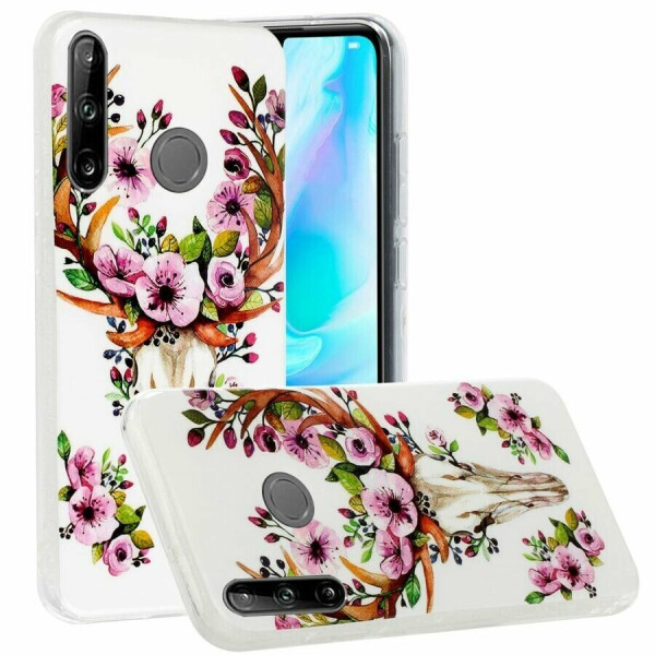 

Силиконовый (TPU) чехол Deexe LumiCase для Huawei P40 Lite E - Flowered Elk