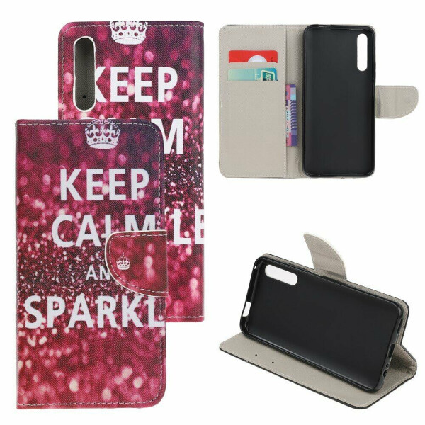 

Чехол-книжка Deexe Color Wallet для Huawei P Smart S - Quote Keep Calm and Sparkle